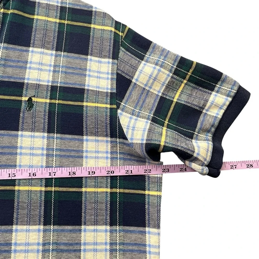 Polo Ralph Lauren Rugby Shirt Mens Large Plaid Tartan Style Made USA Distressed